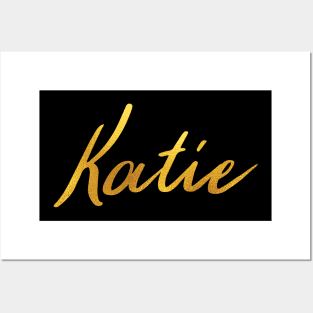 Katie Name Hand Lettering in Faux Gold Letters Posters and Art